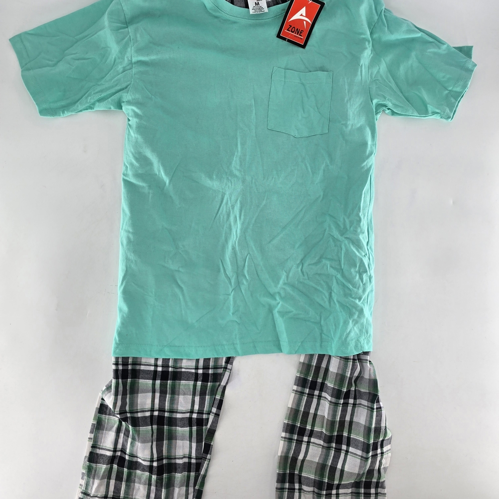 Men's Aqua and Black Plaid Pajama‎ Set